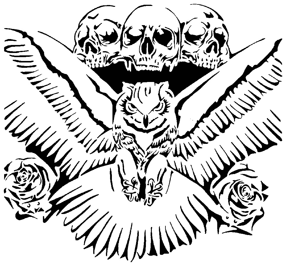 Owl skull stencil 2