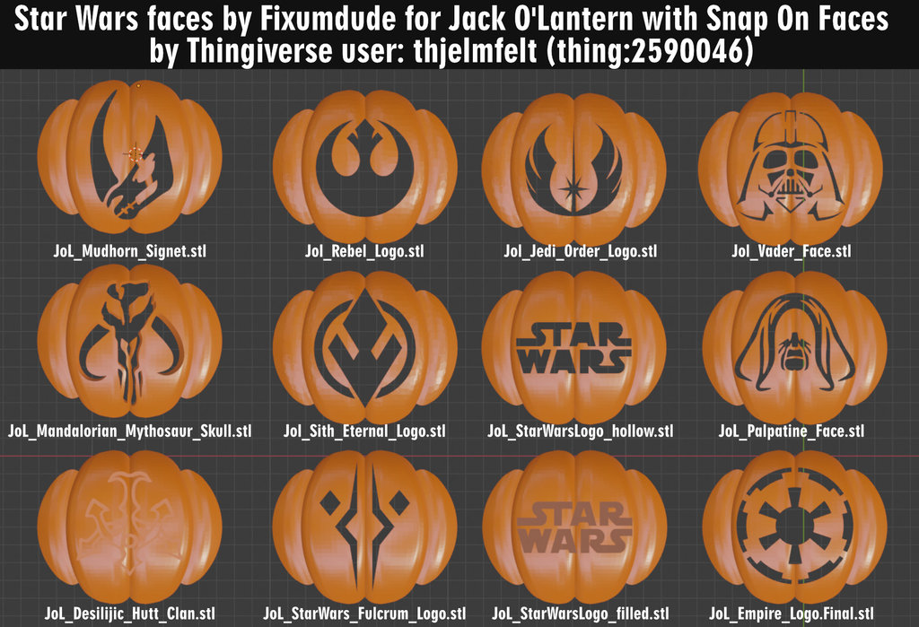 Star Wars Face Assortment for Jack O'Lantern with Snap On Faces by thjelmfelt
