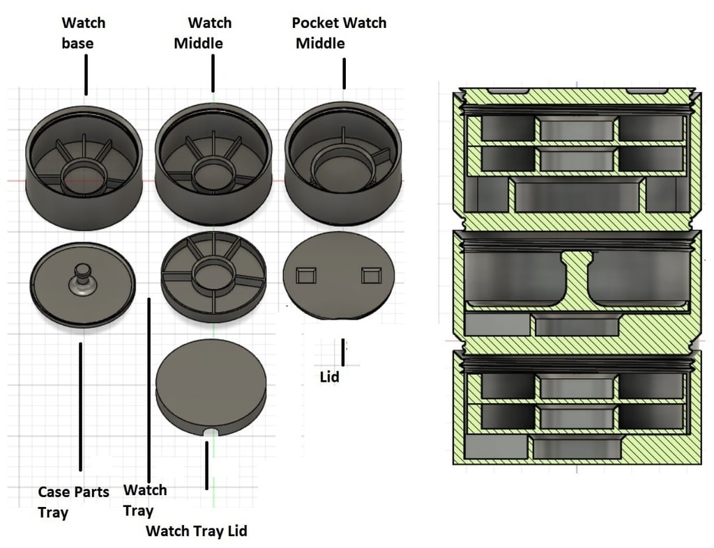 Watch disassembly trays (stackable)