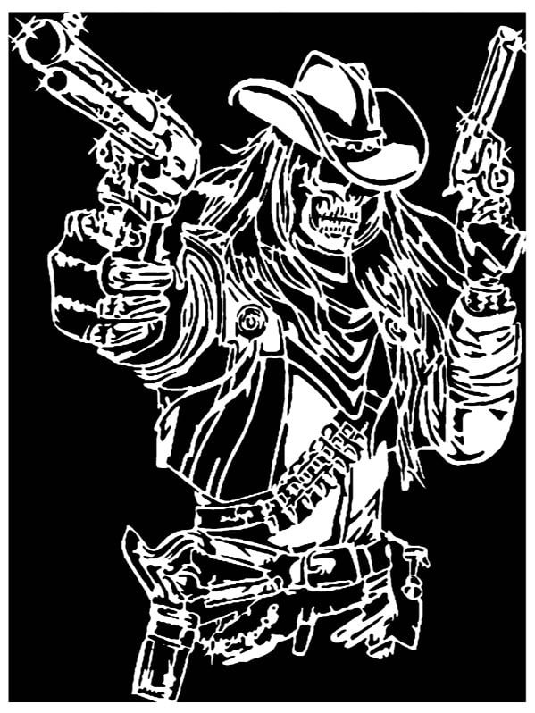 Cowboy Skeleton stencil 2