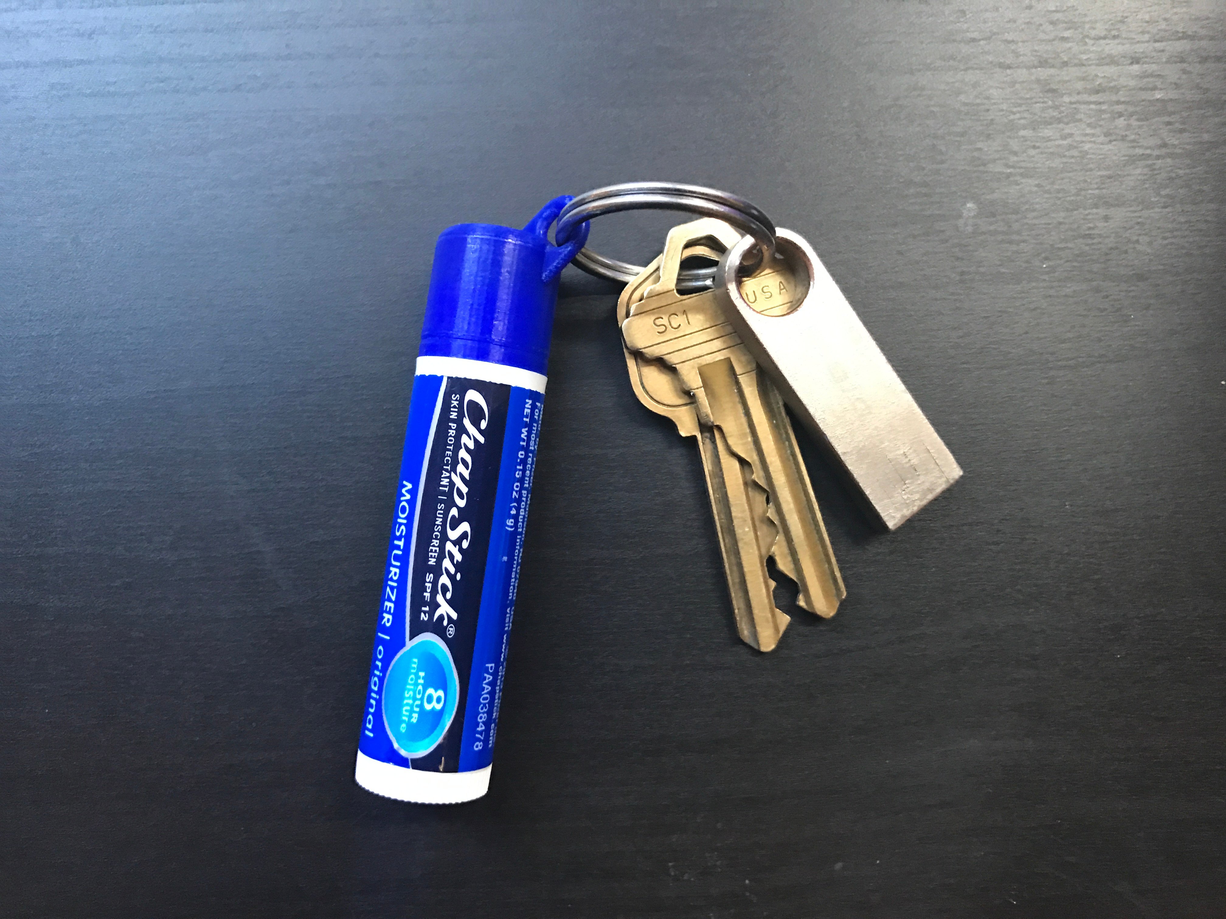 Chapstick Keychain Cap
