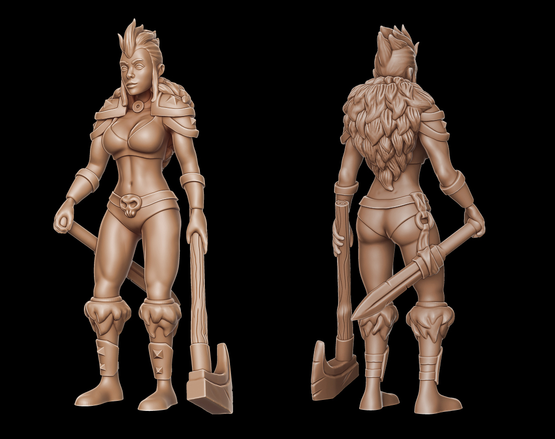 Image of Barbarian girl 2 (28mm DnD miniature)
