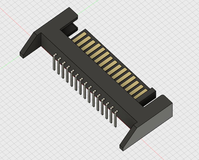 Sata Power Connector Male THT 15 Pin Right Angle ATX Power (3D Files, f3d File, and KiCad Files included))