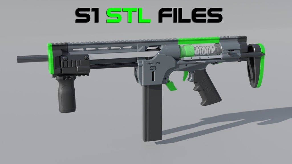 Phalanx S1 Digital STL files 3D Printed Nerf Blaster