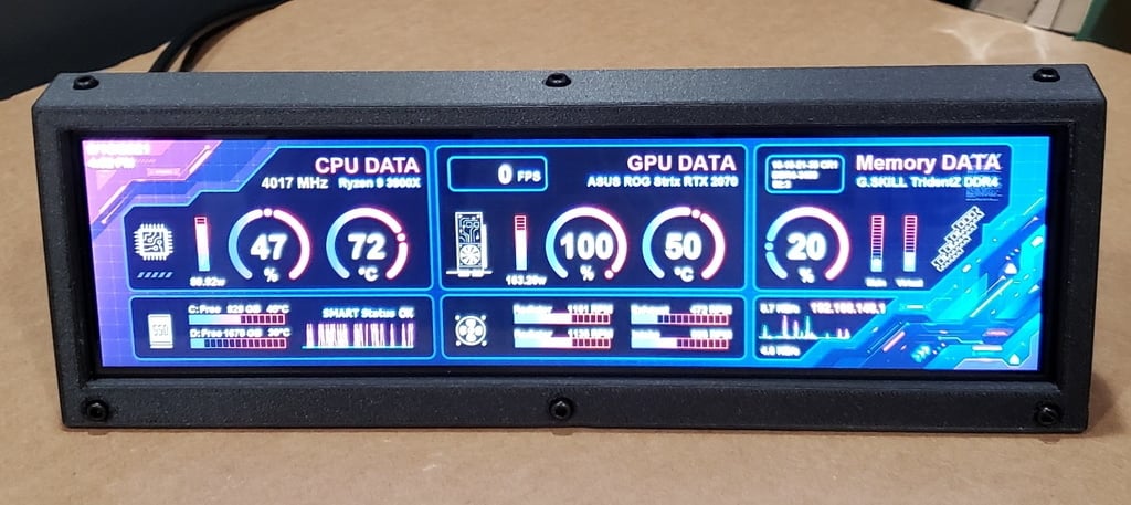 Case for 8.8 inch 1920x480 LCD panel HSD088IPW1 - AIDA64 Sensor Panel