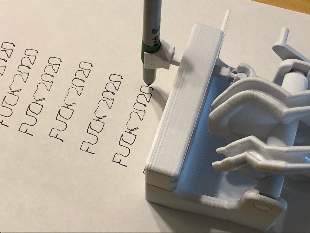 F**K 2020 (A complex barrel cam writing machine)