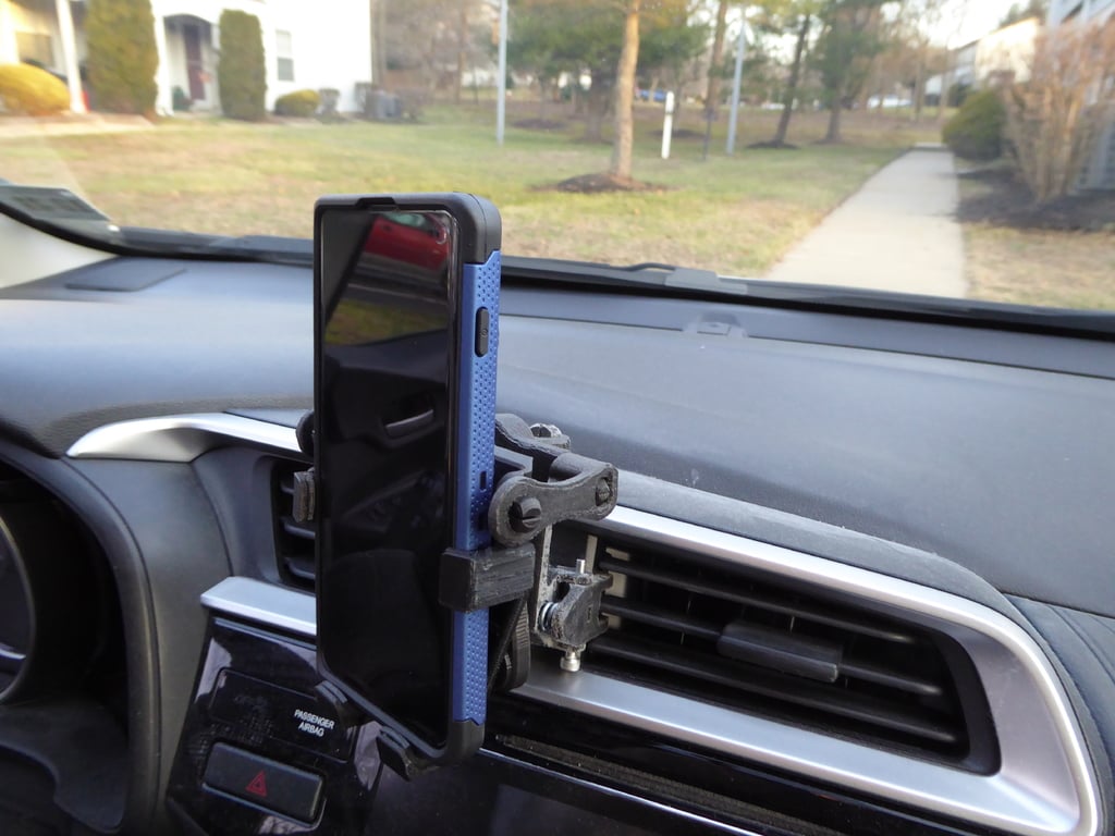 Overly complicated cell phone holder for car