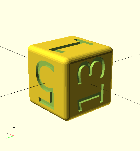 Customizable Unicode d6 with beveled edge