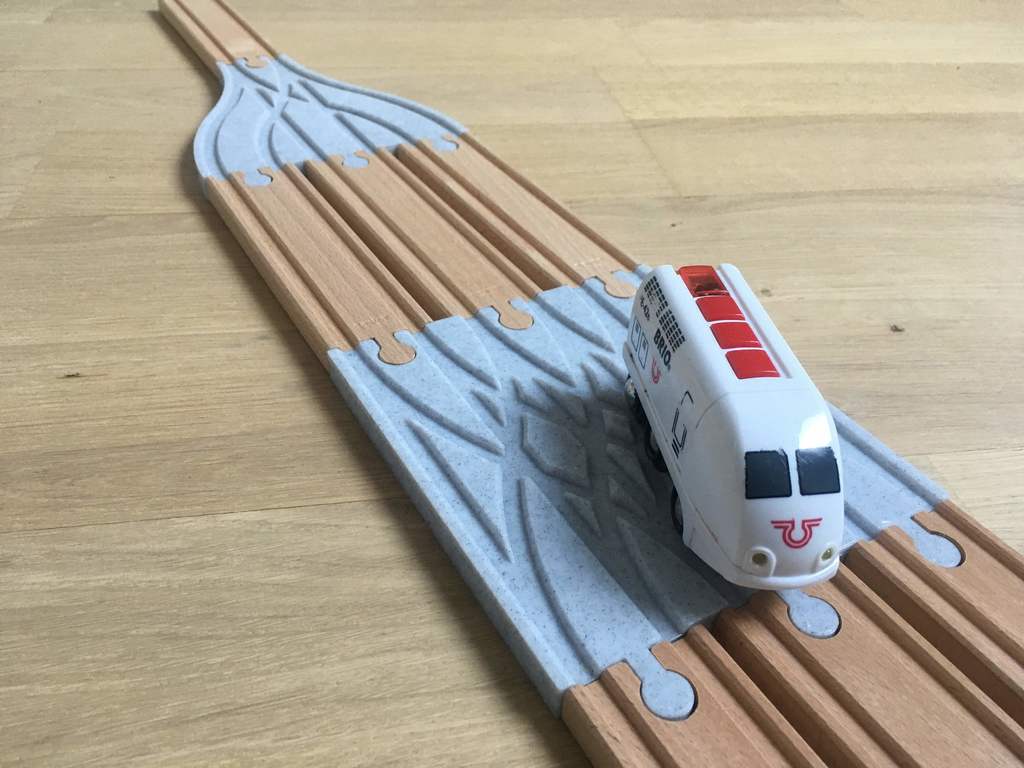 Wooden train track intersection : 3 ways railroad switch
