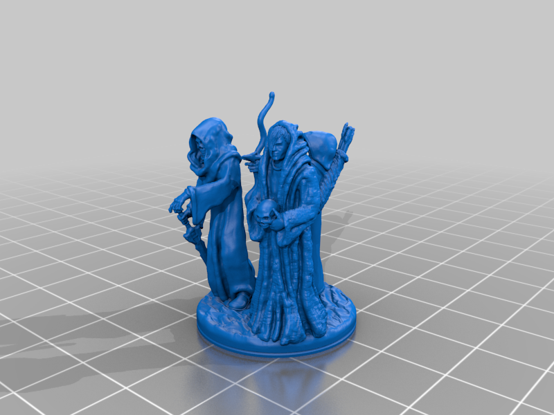 Human Necromancer with two skeletons