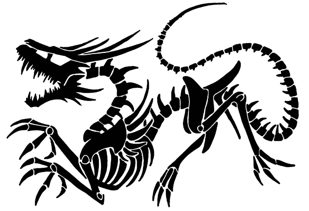 Skeleton Dragon stencil