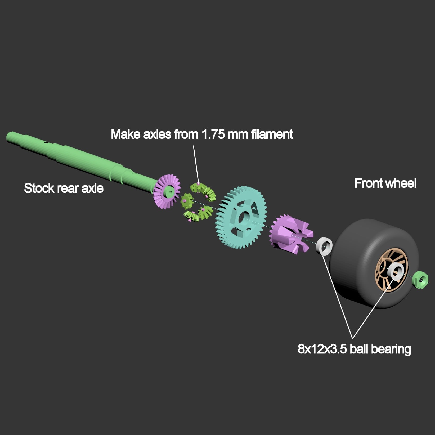 Differential for OpenRC F1 car.