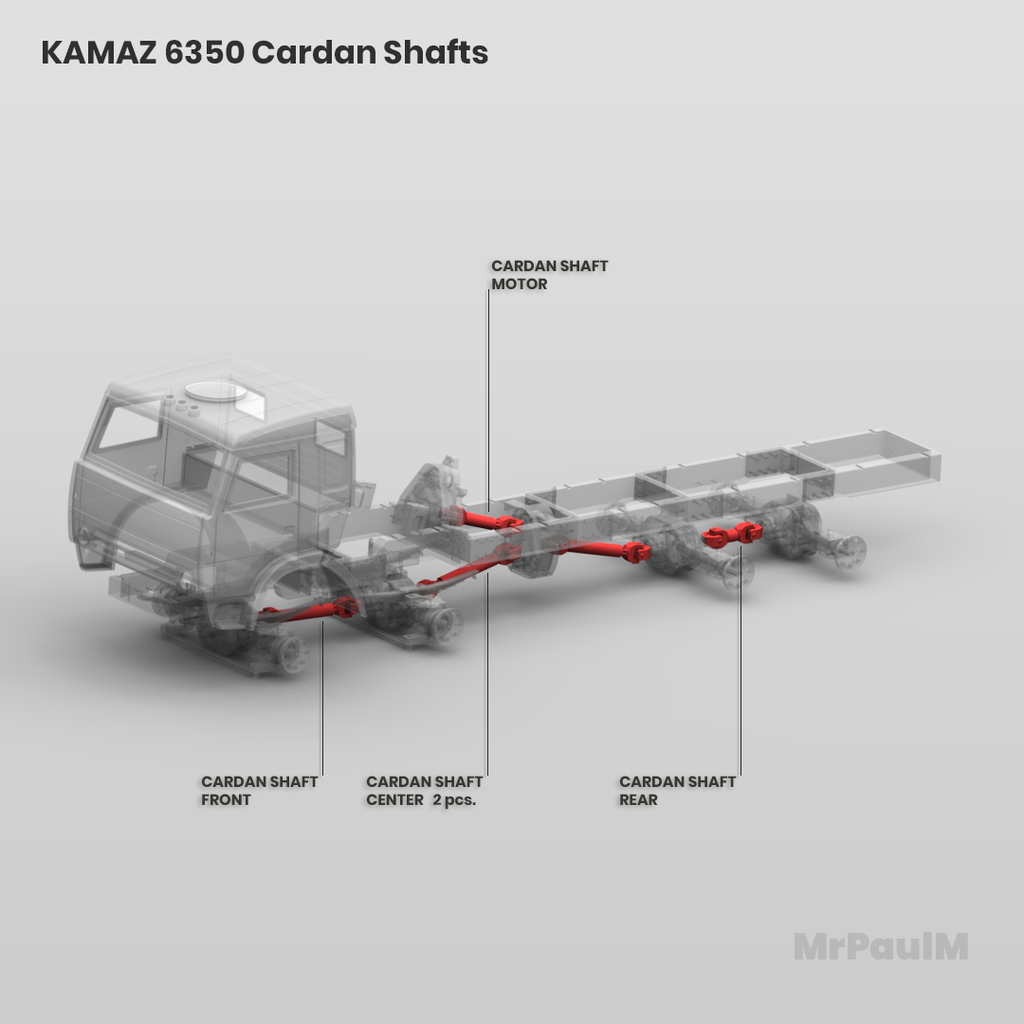 RC TRUCK 8x8 KAMAZ 6350 3D: CARDAN SHAFTS