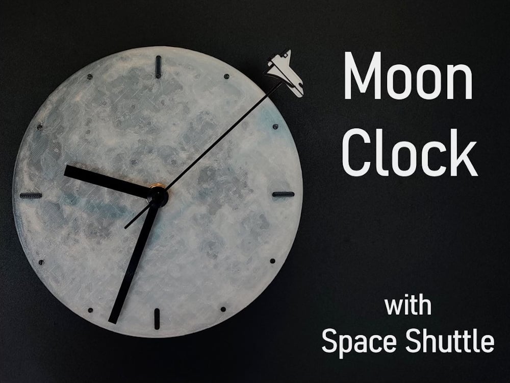Moon Clock with Space Shuttle (Glows in the Dark)