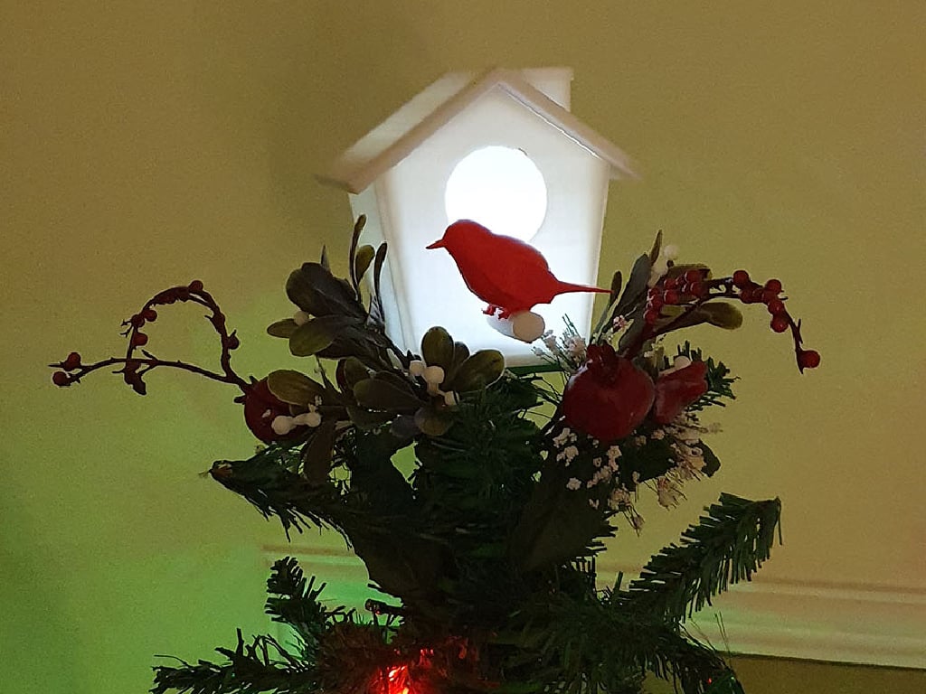 Bird House Christmas Tree Topper and Tealight Holder