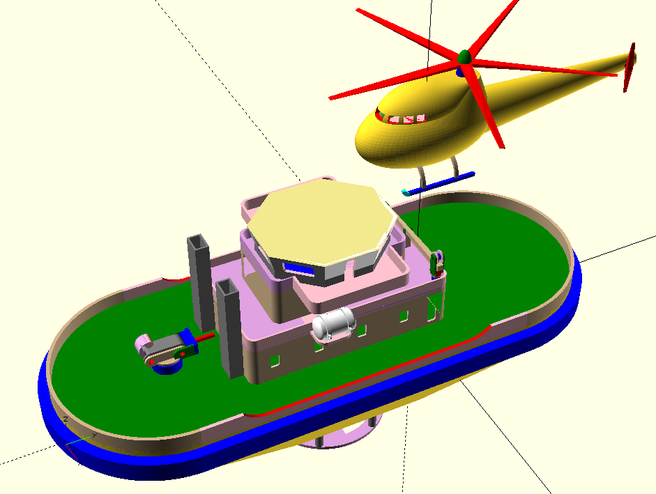 Toys for boys-river/ small helicopter- OpenSCAD CSV