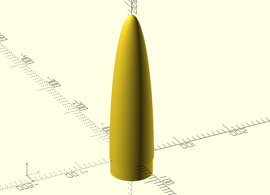 Design Elliptical rocket nose cone using OpenSCAD
