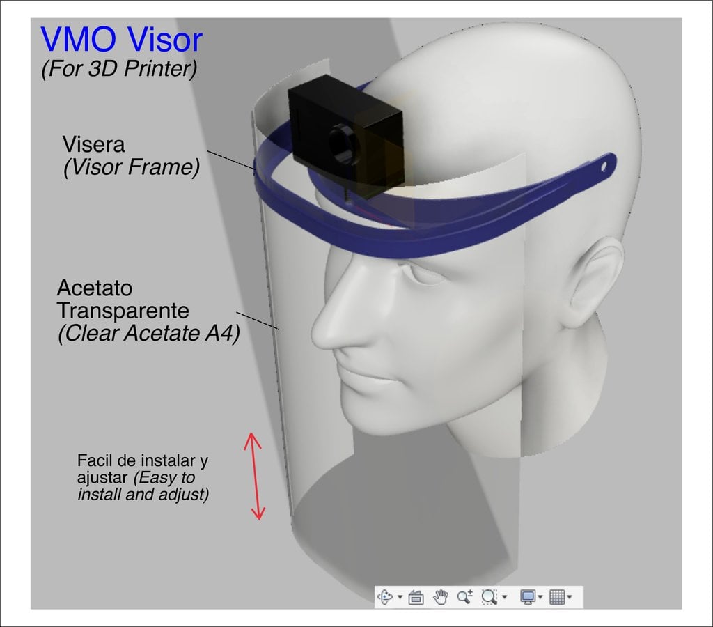 VMO VISOR - 3D-PRINTED PROTECTIVE - CORONAVIRUS COVID-19