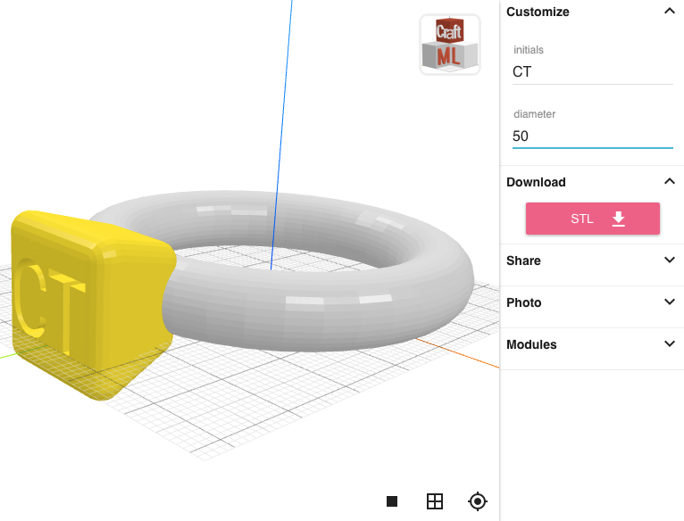 CraftML Ring Customizable