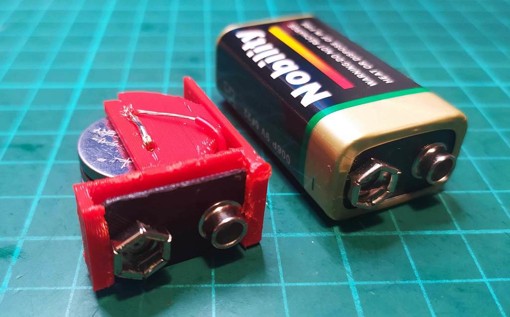 Replace 9V square battery with three CR2032 lithium batteries