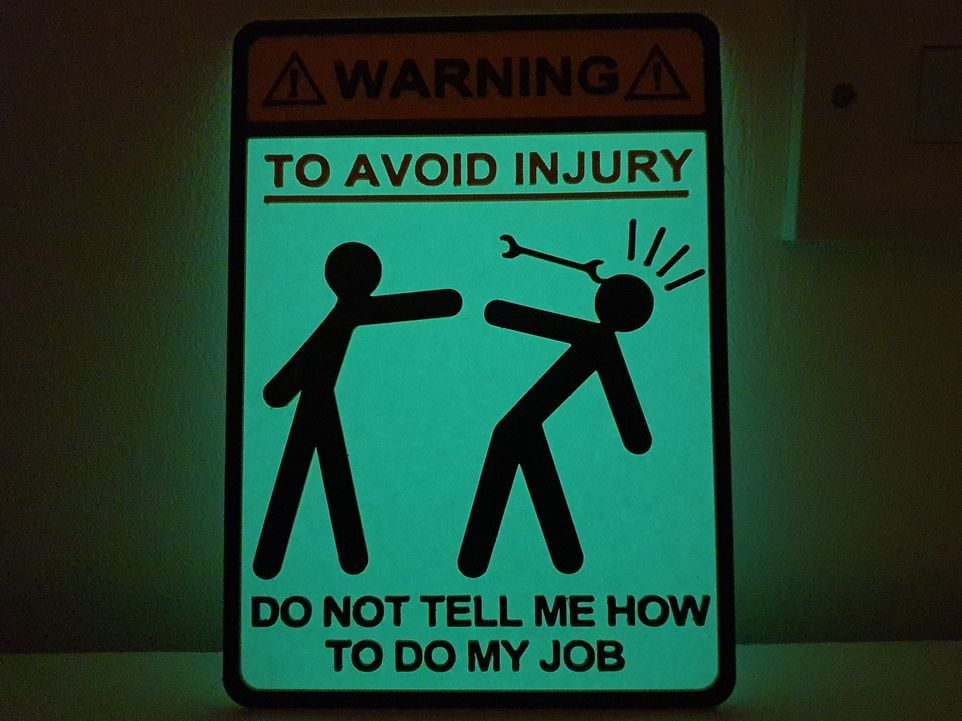 To Avoid Injury sign - Slimmed