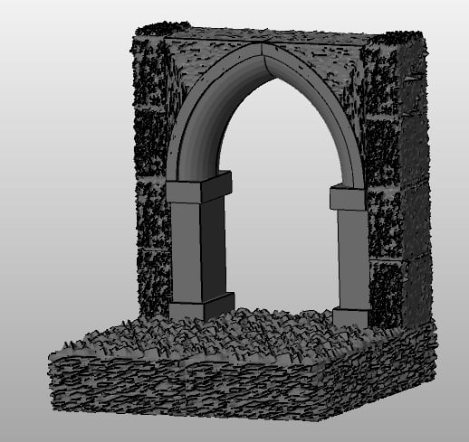 Gothic RPG Tile - 2x2 open archway wall plus floor