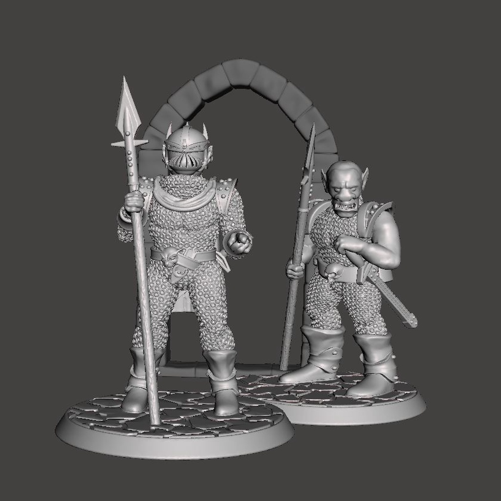 28mm Miniature Black Town / City Guard - Orc / Goblin in Armour