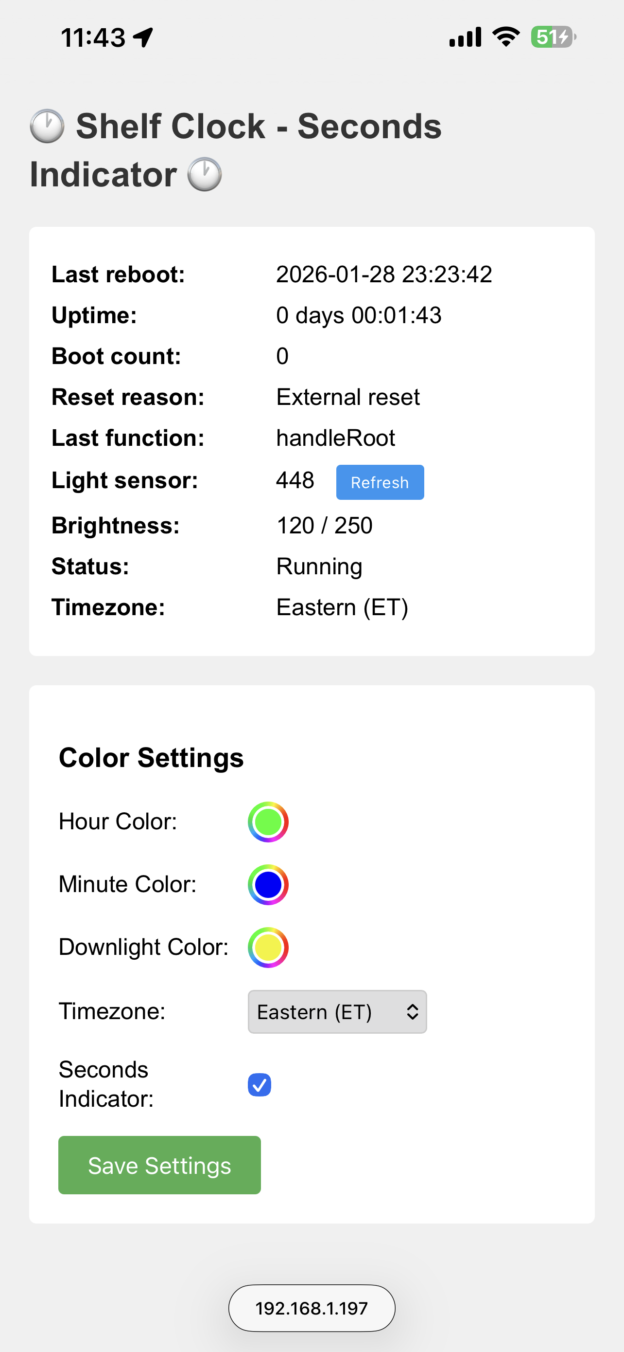 WEB UI Controlled  Giant Shelf Edge Clock