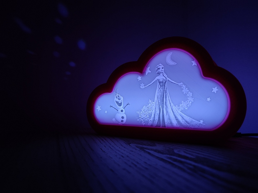 Frozen Lithophane for Cloudy little night light 3D model