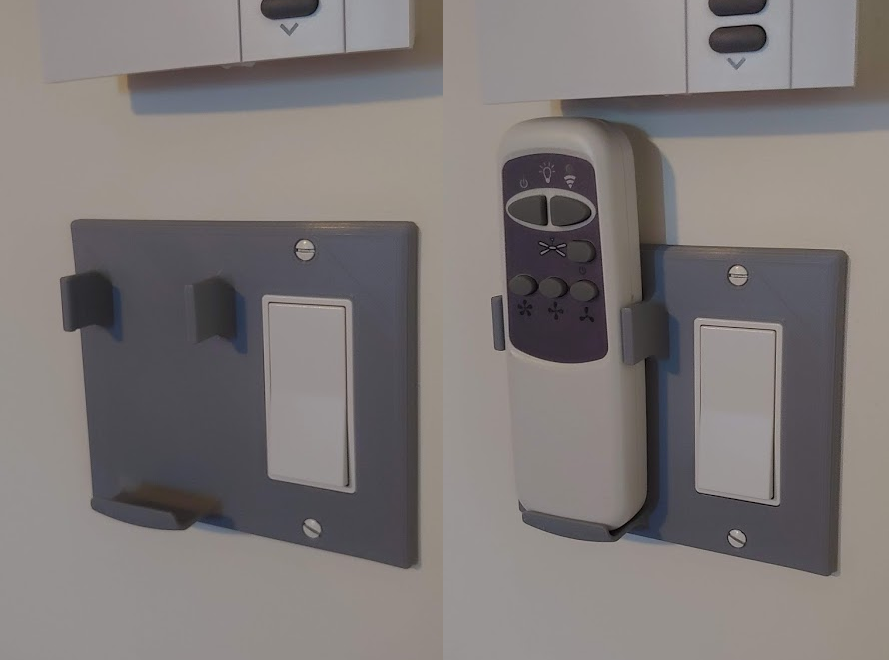Ligth switch plate ceiling fan remote holder