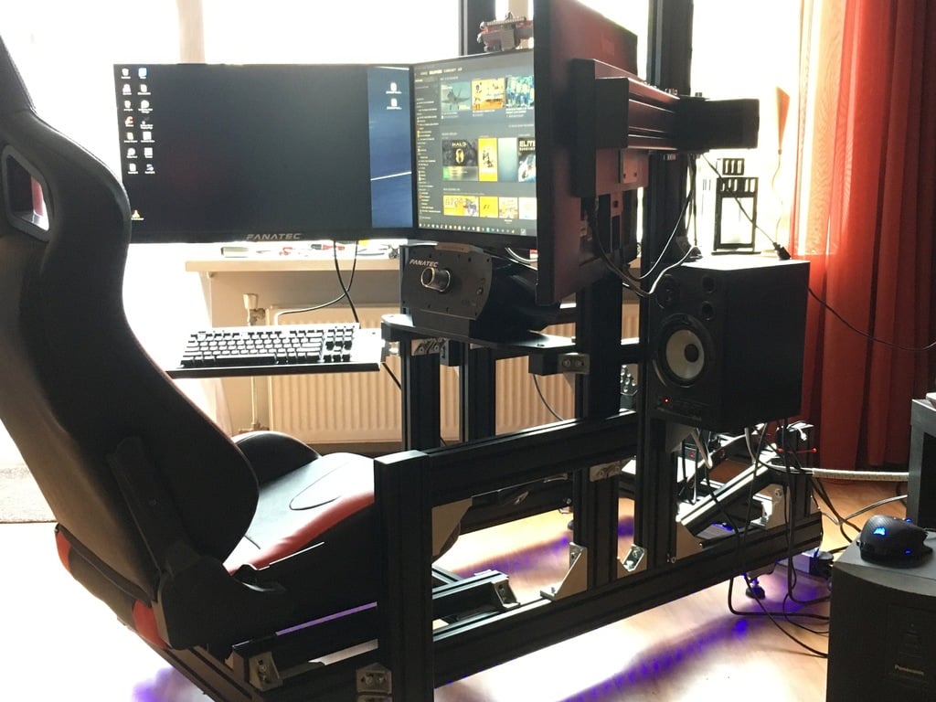 Sim Racing Seat With Tripple Monitor Stand 4080 Profile
