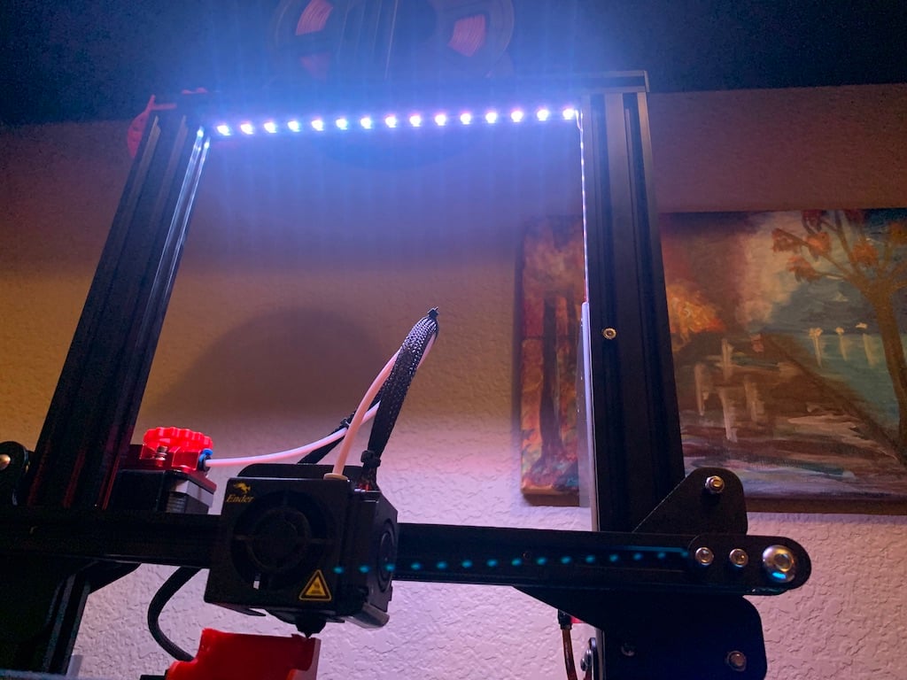 Ender 3 LED channel for 10mm LED strip (e.g. WS2812B)