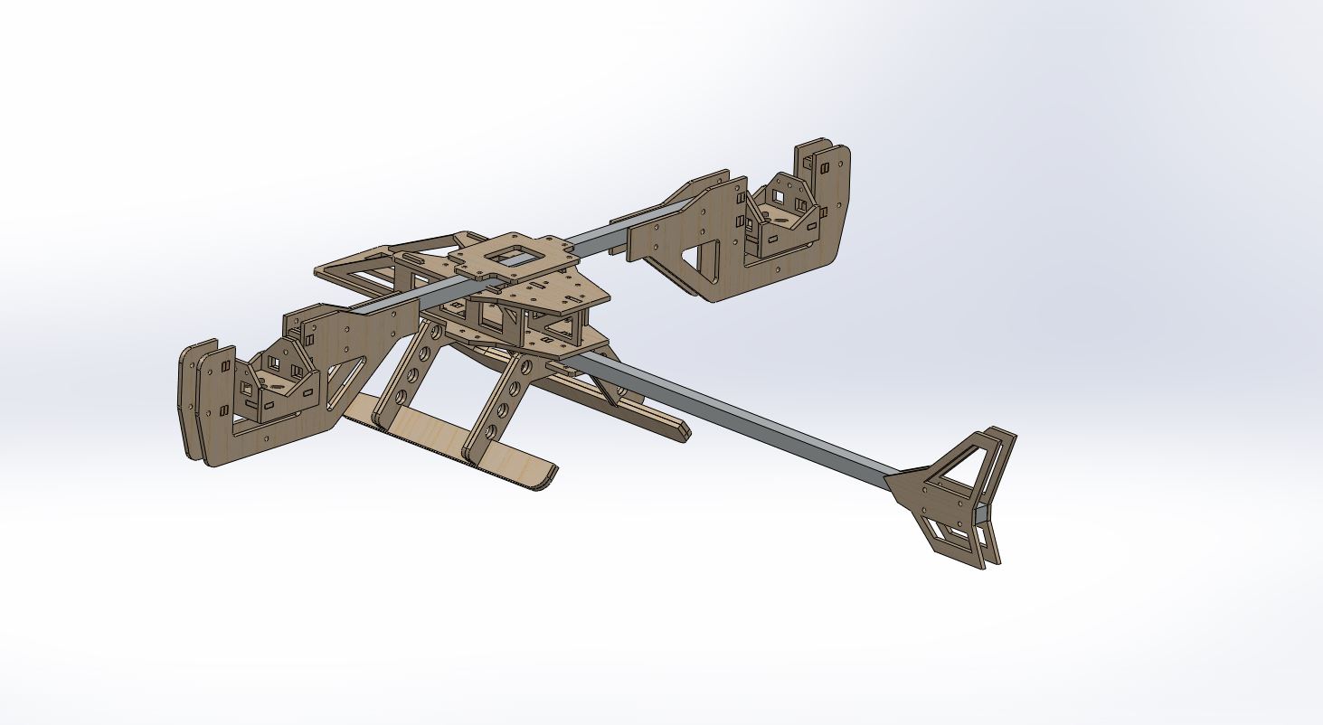 Bicopter 3d model assembled.