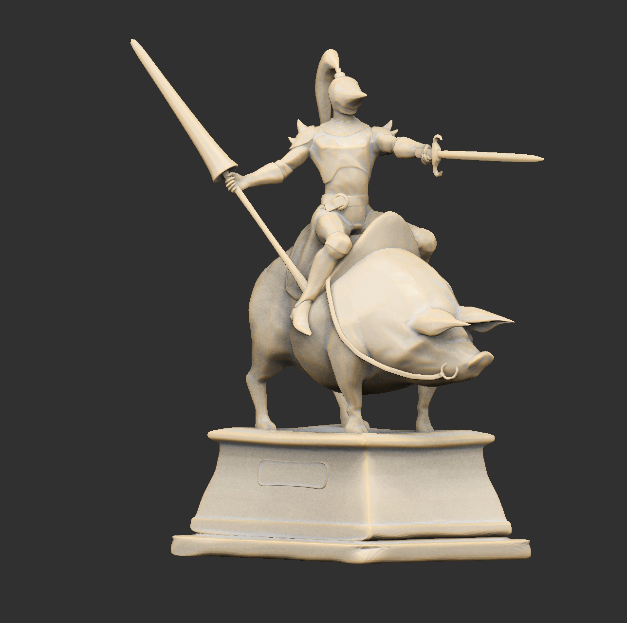 Statue Knight Riding Boar