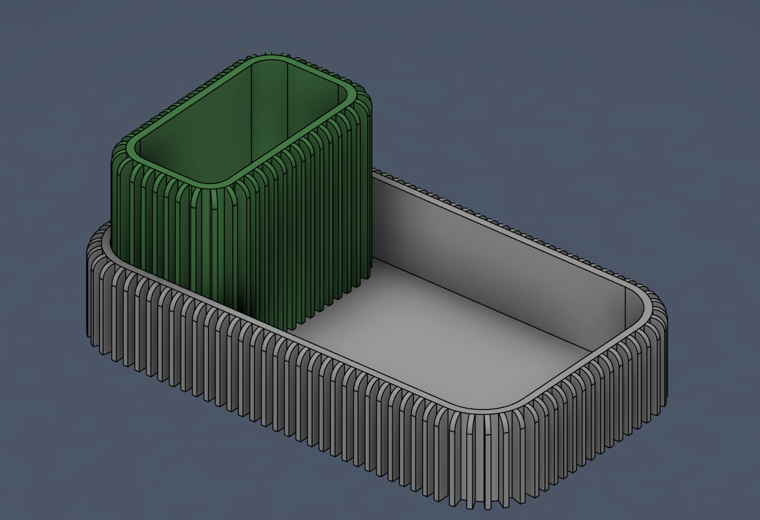 Modern Ribbed Desk Organizer / Modular Pen Holder & Tray