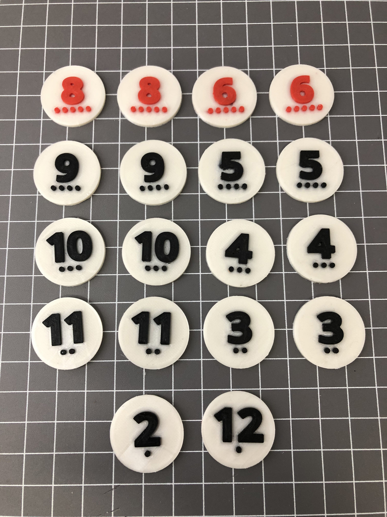Catan Board Game Number Tokens