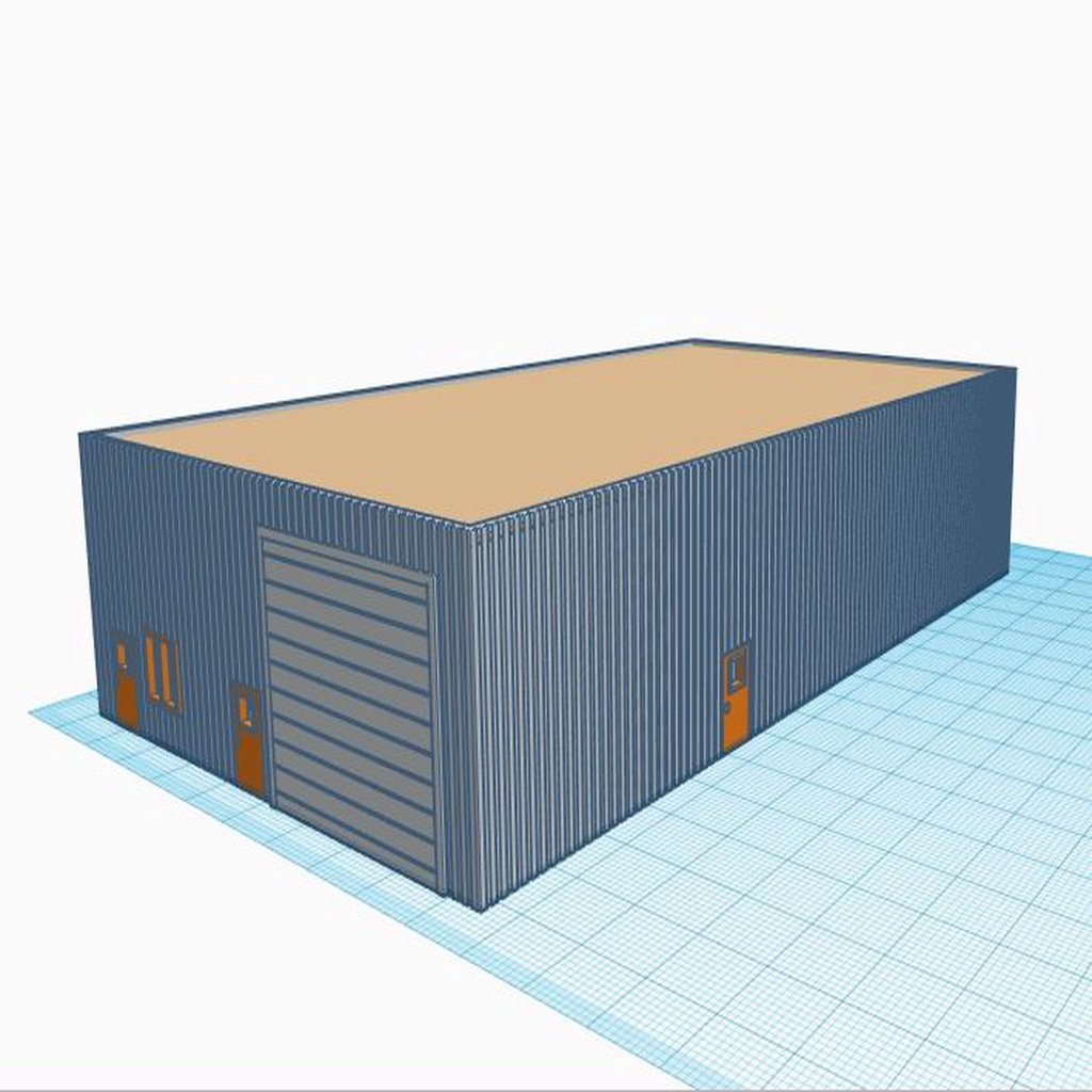 N Scale Small Warehouse Flat Roof (1:160)