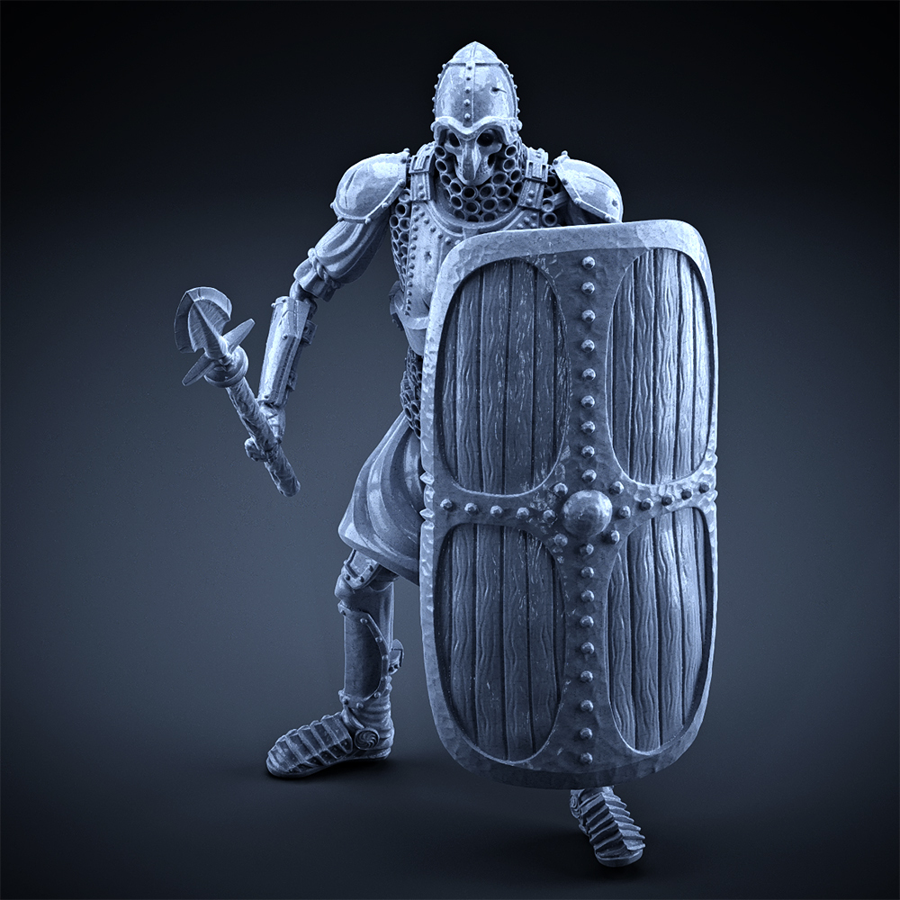 Skeleton - Heavy Infantry - Spear + Square Shield - Idle Pose