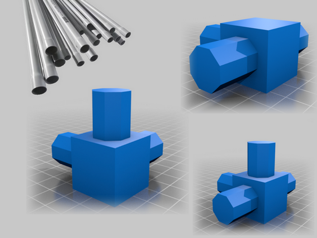 Raccord 3,4, voies cube plat - 3, 4 ways connector flat cube - PVC 20 mm
