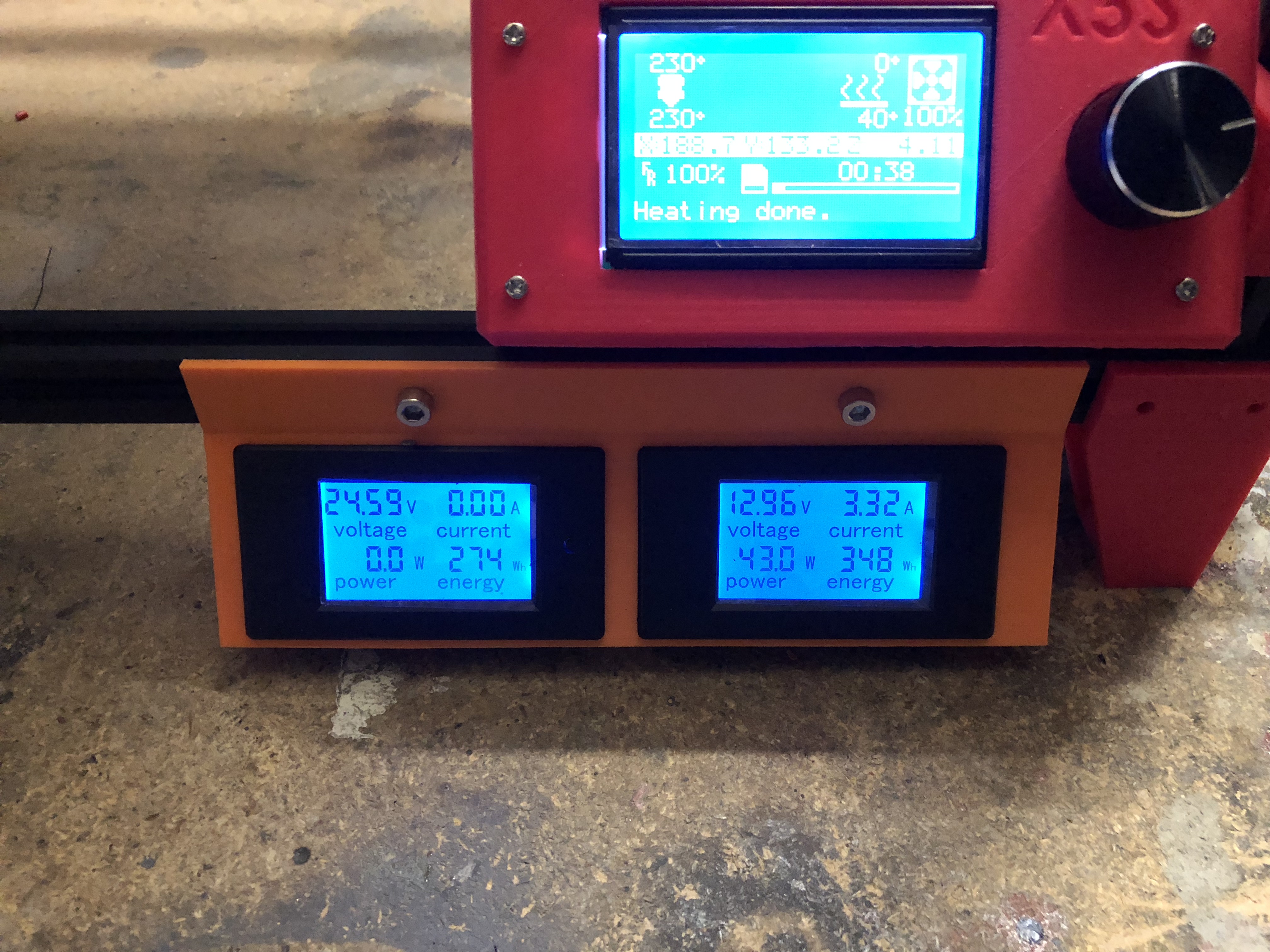 TronXY X5S Dual Volt / Amp Meter Mount