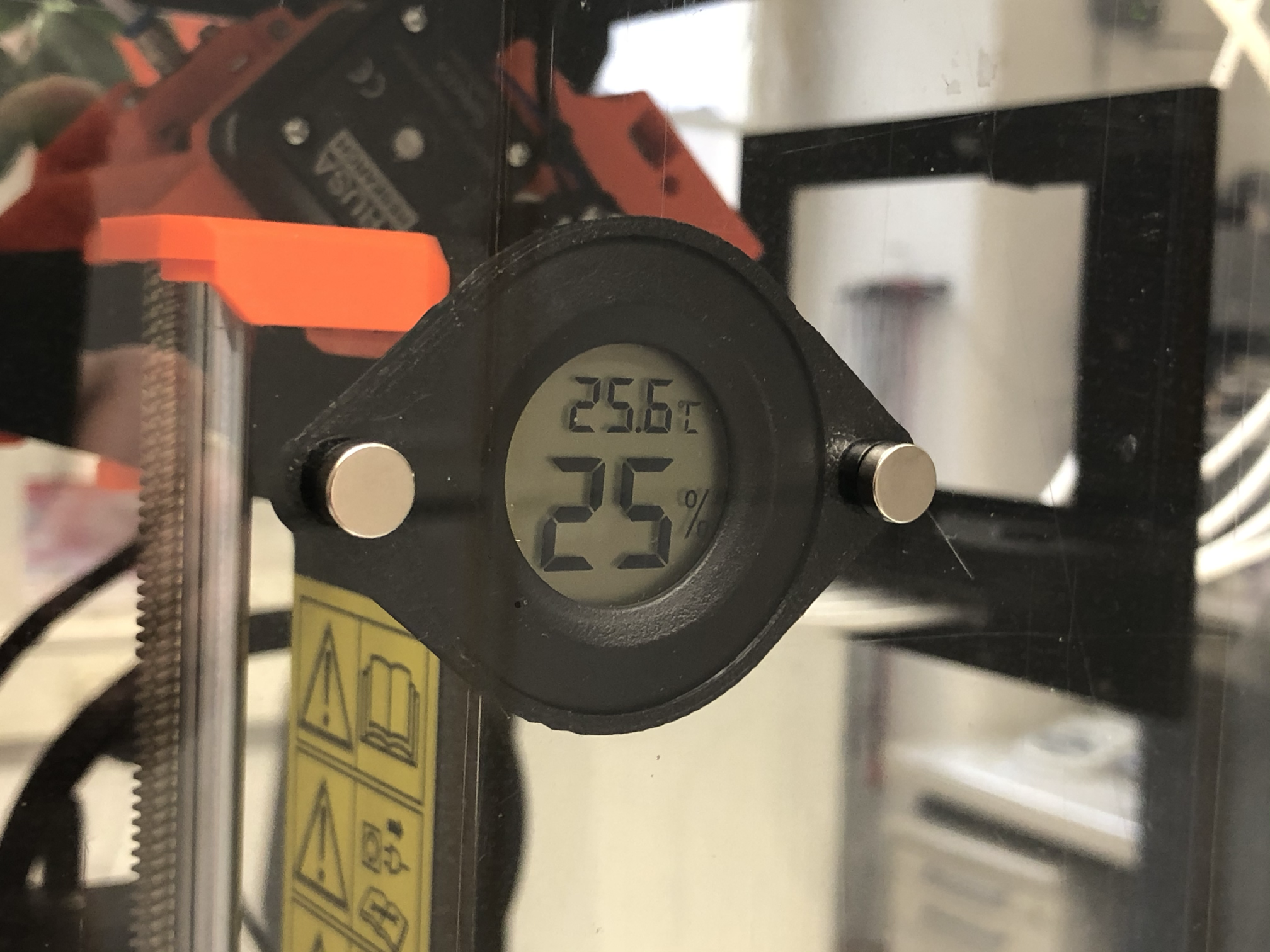 Magnetic Hygrometer Thermometer mount for Enclosure or Filament DryBox