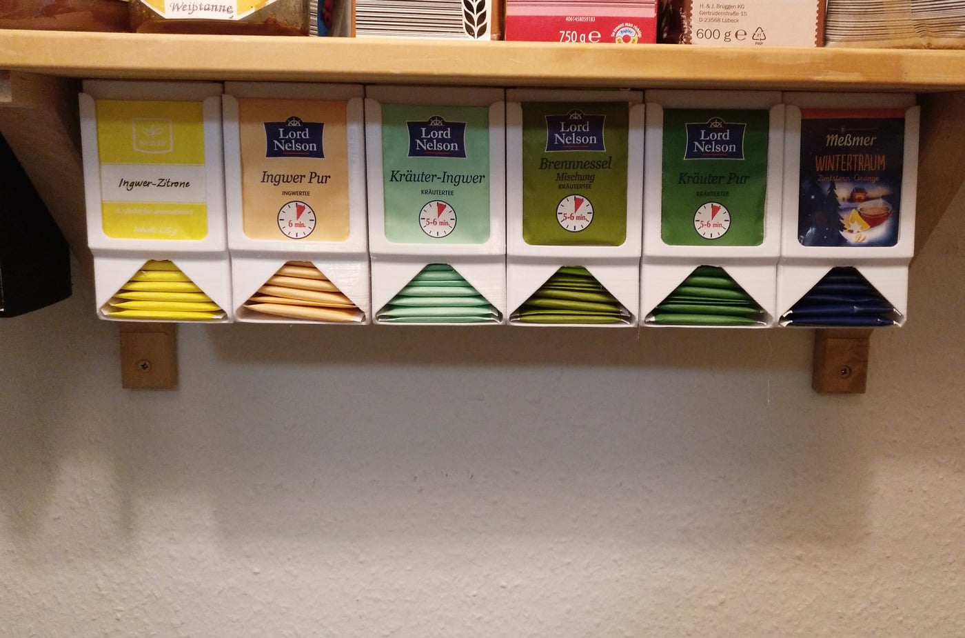 Tea Dispenser (top-mounted) Tea Bag Storage Holder slidable Box Tee Spender