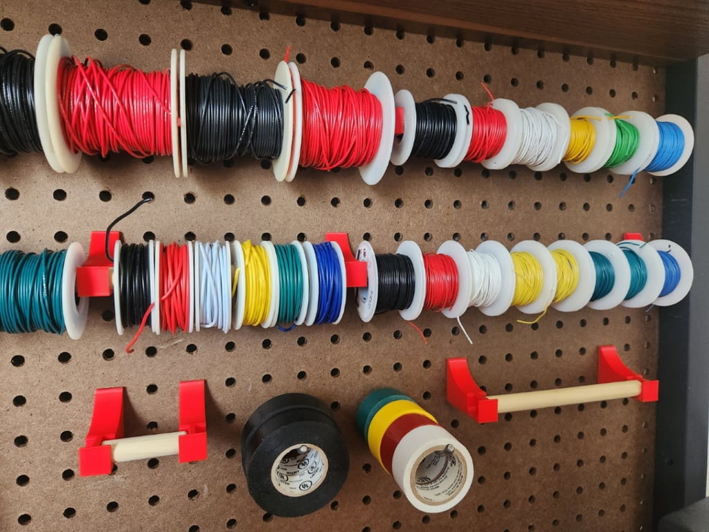 Modular Wire Spool Holders for Pegboard