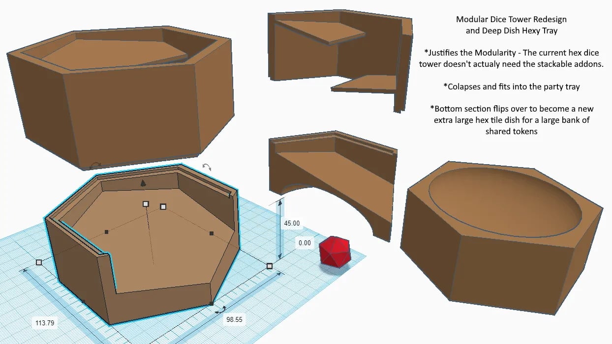 Modular Dice Tower with Deep Dish Hexy Tile