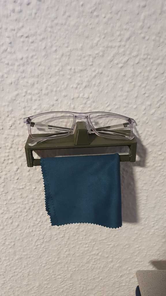 Brillenhalter für Brille und Putztuch für Wand