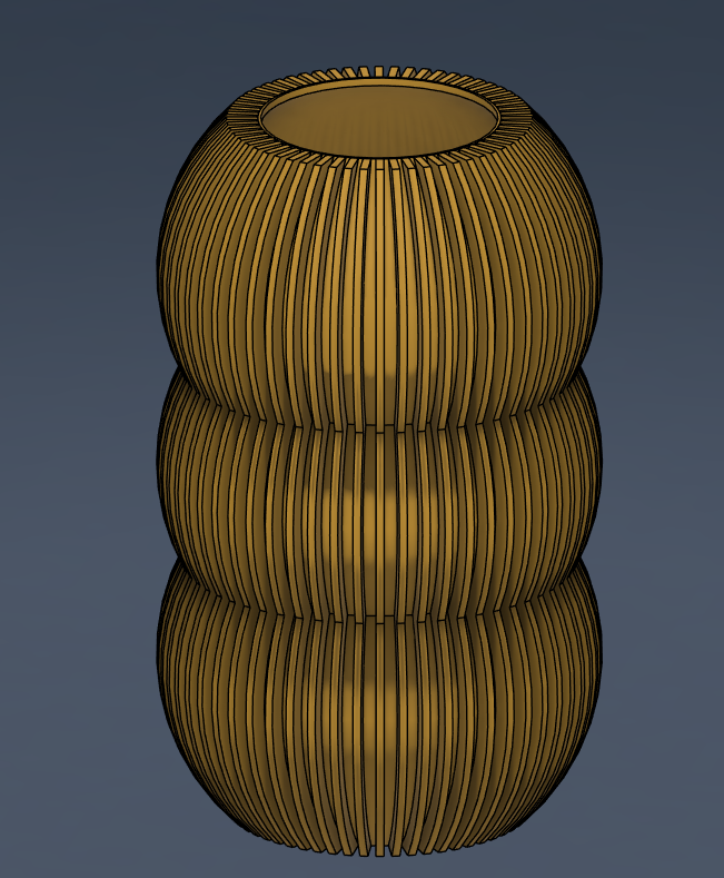 Modern Triple-Bubble Ribbed Vase / Stacked Planter