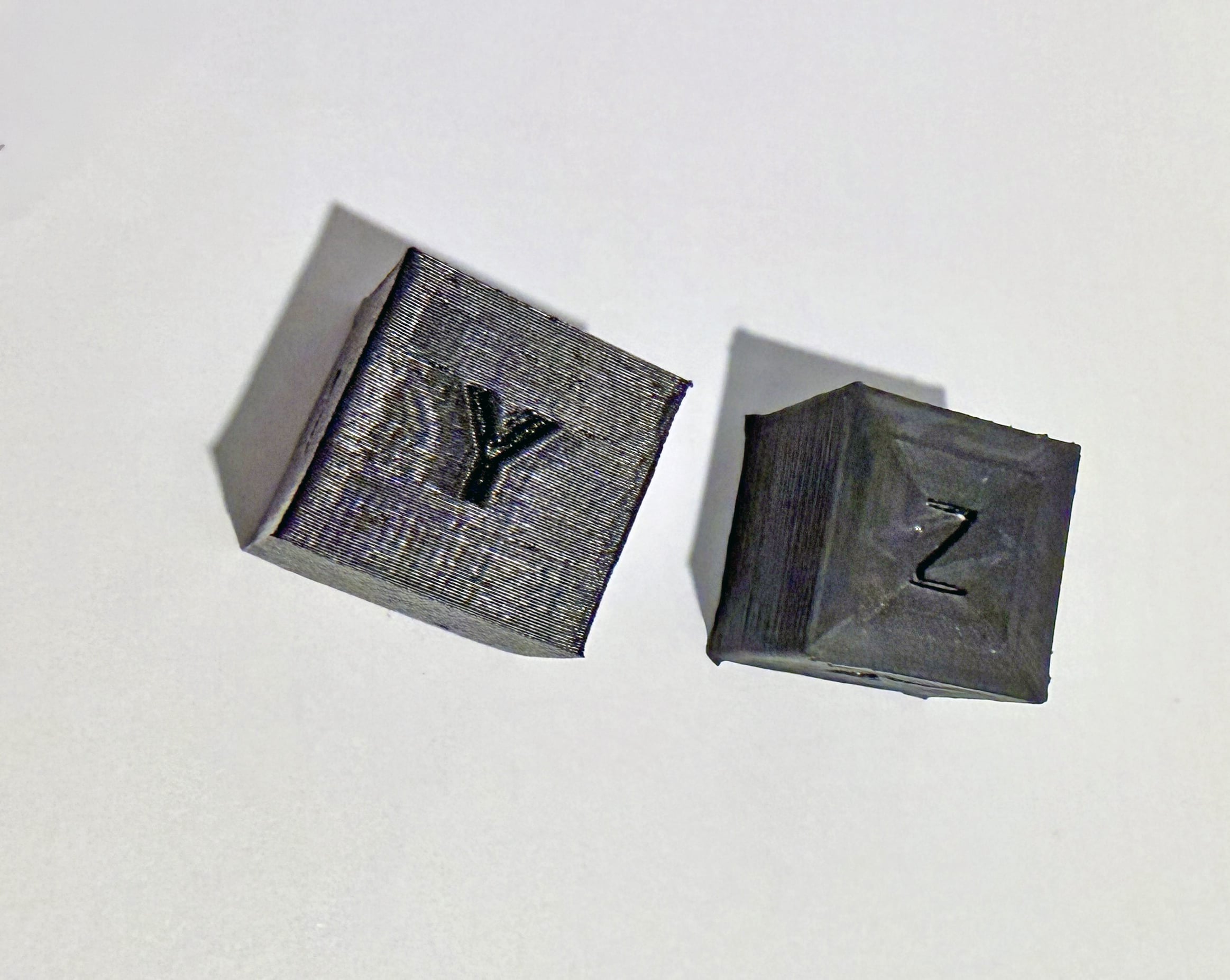 20 mm Calibration Cube – X, Y, Z Axes with Engraved Letters