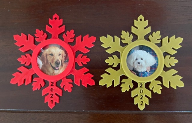 Snowflake Photo Ornament with INSET year