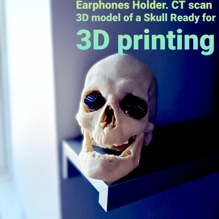 Halloween Skull Earphones/Earpods Holder Storage - 3D printable from CT Scan