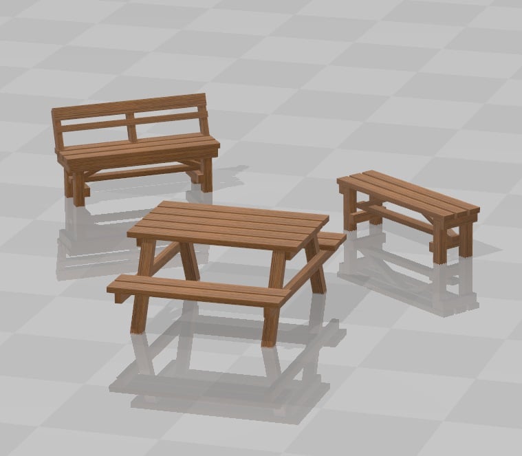 Park bench set H0 scale